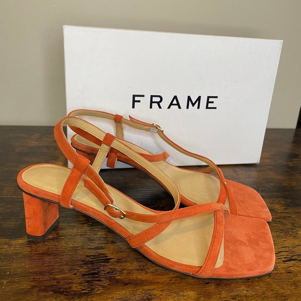 NWB FRAME Strappy Square Heels Orange Size 7